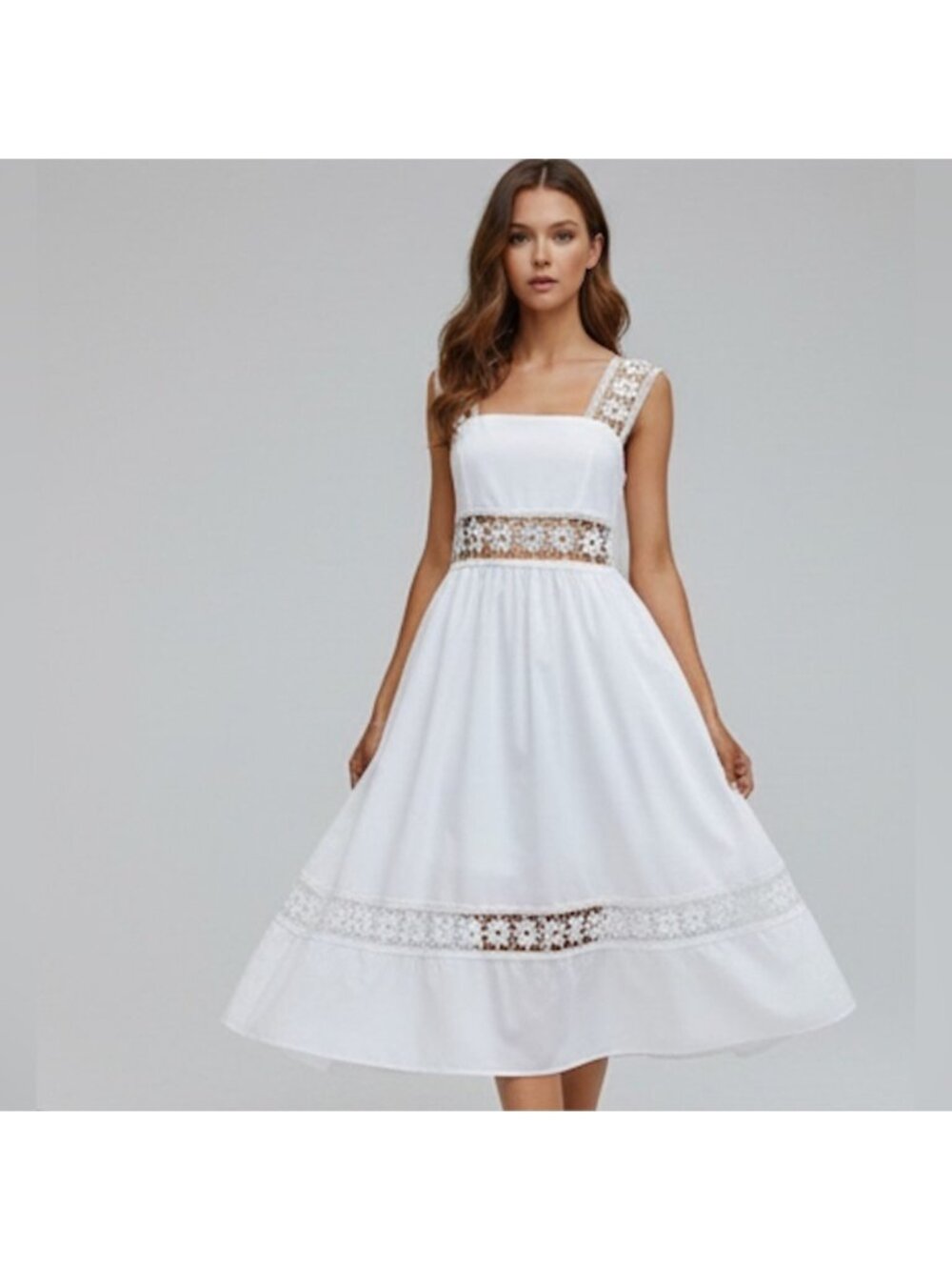 Eyelet Embroidery Dress White